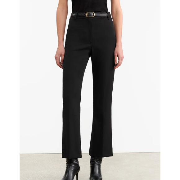 NEW! Nili Lotan 6 $650 WOOL Corette Pants High Rise Straight Leg Crop Black - Picture 4 of 7